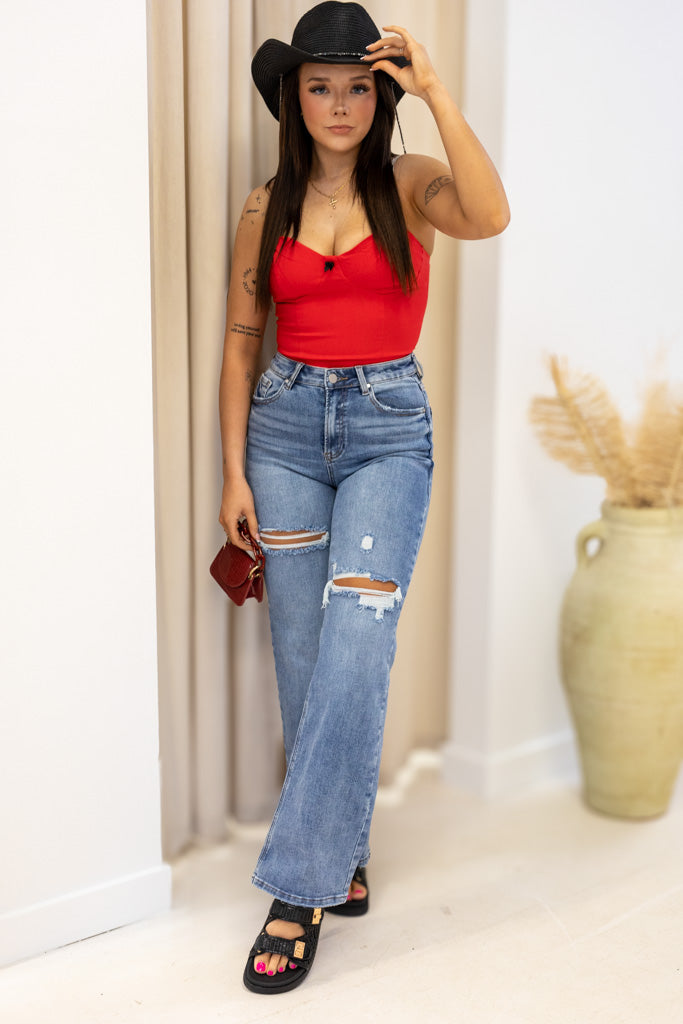 BARDOT BUSTIER CROP (RED)