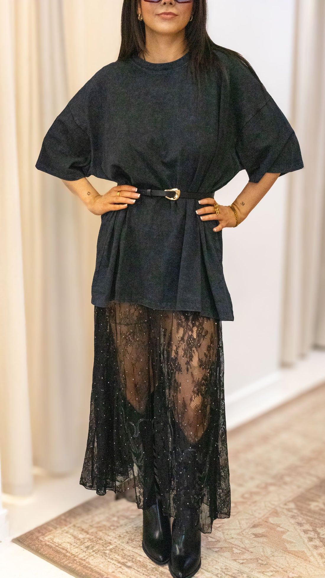 LACE RHINESTONE SKIRT