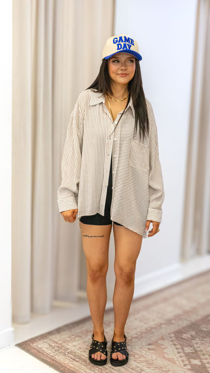 WOVEN STRIPE BUTTON DOWN SHIRTS