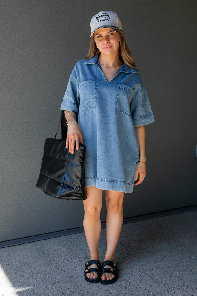 SOLEIL DENIM MINI DRESS