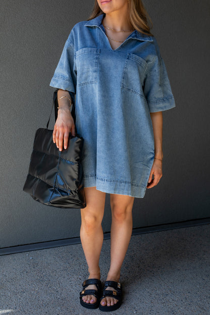 SOLEIL DENIM MINI DRESS