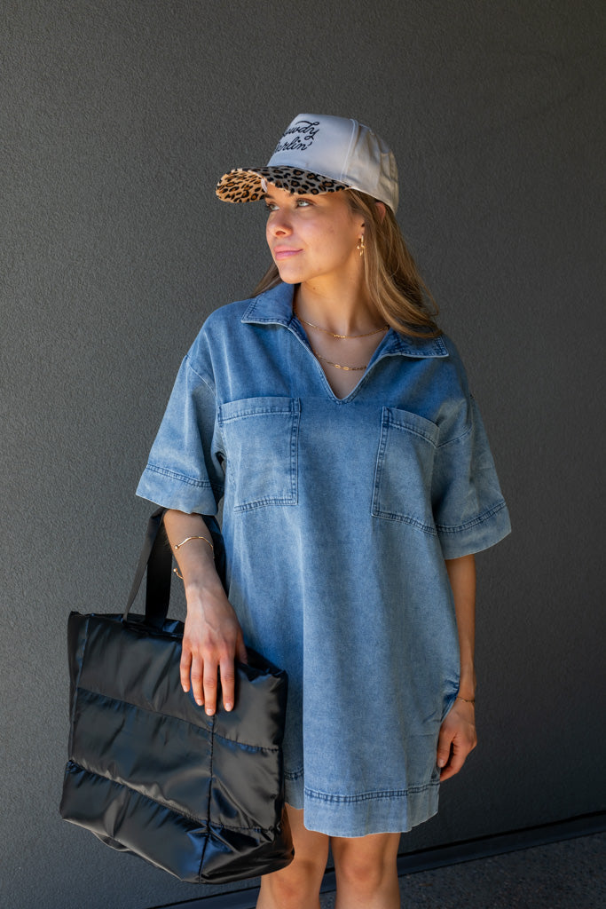 SOLEIL DENIM MINI DRESS