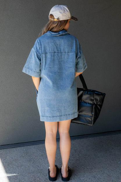 SOLEIL DENIM MINI DRESS