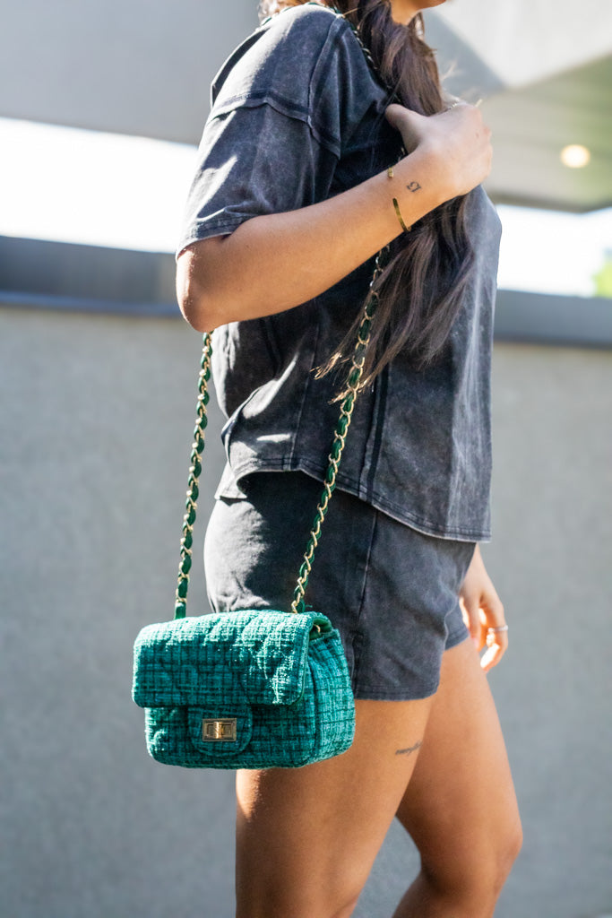 WHITNEY TWEED PURSE (GREEN)