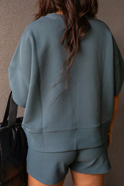 TALIN TWO PIECE SHORT SET (TEAL)