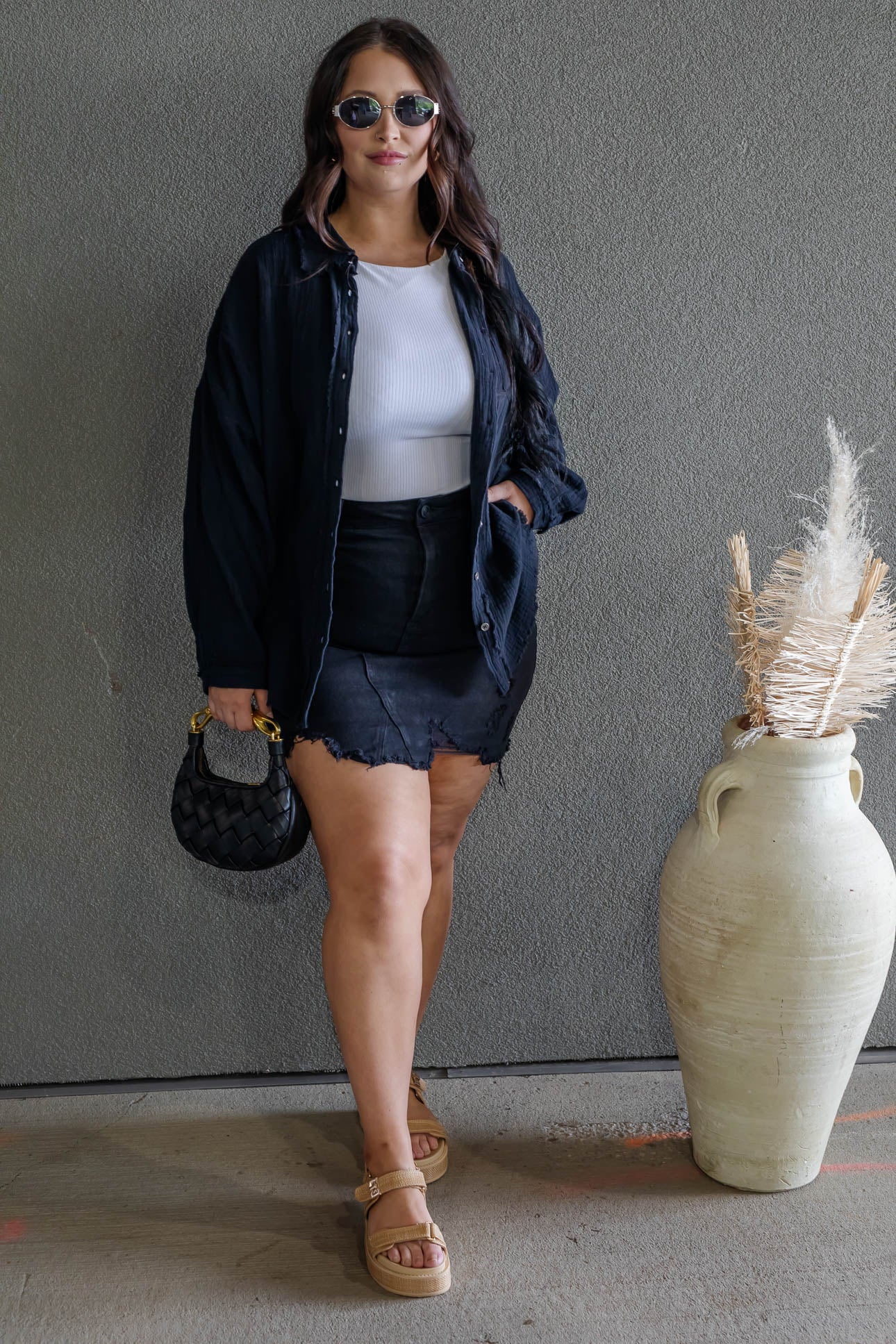 DARIA BUTTON UP GAUZE SHIRT (BLACK) | BEST SELLER