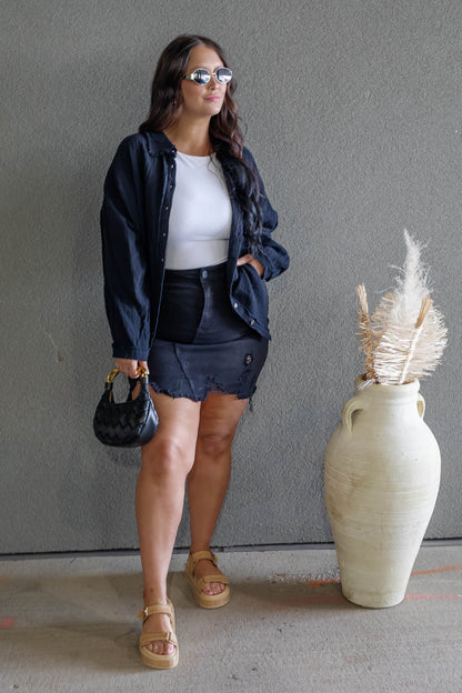 DARIA BUTTON UP GAUZE SHIRT (BLACK) | BEST SELLER