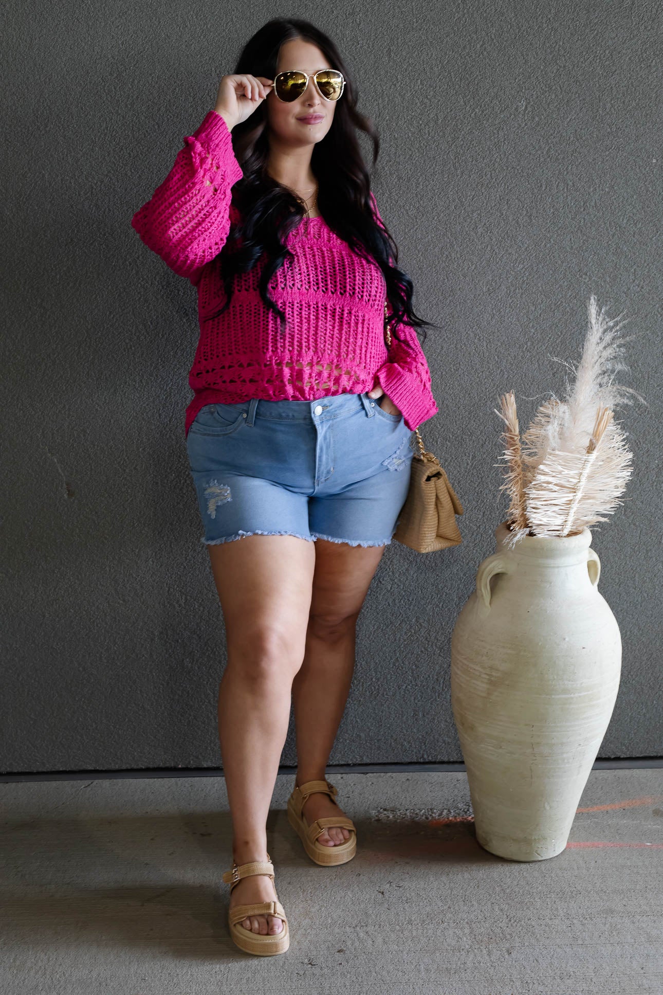 NEW SUMMER CROCHET SWEATER (FUSHIA)