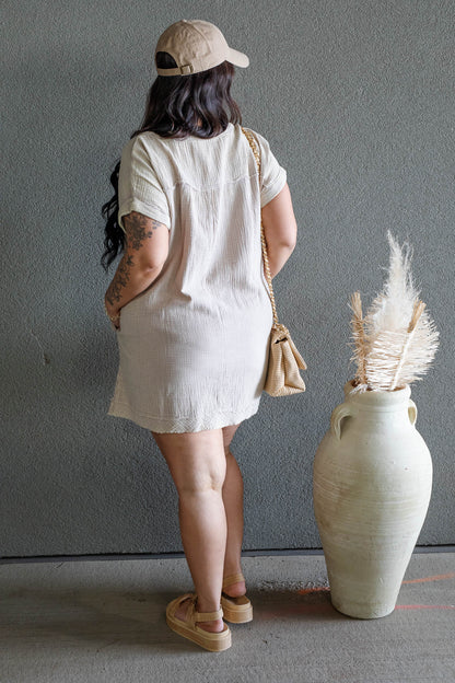 ARIANE DOUBLE GAUZE SHIRT DRESS (SAND BEIGE)