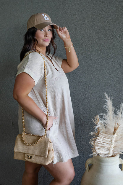 ARIANE DOUBLE GAUZE SHIRT DRESS (SAND BEIGE)