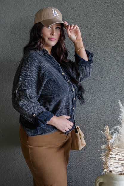 DAYTON BUTTON UP GAUZE SHIRT (ACID WASH)