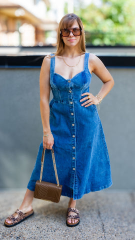 GRAYA MIDI DENIM DRESS