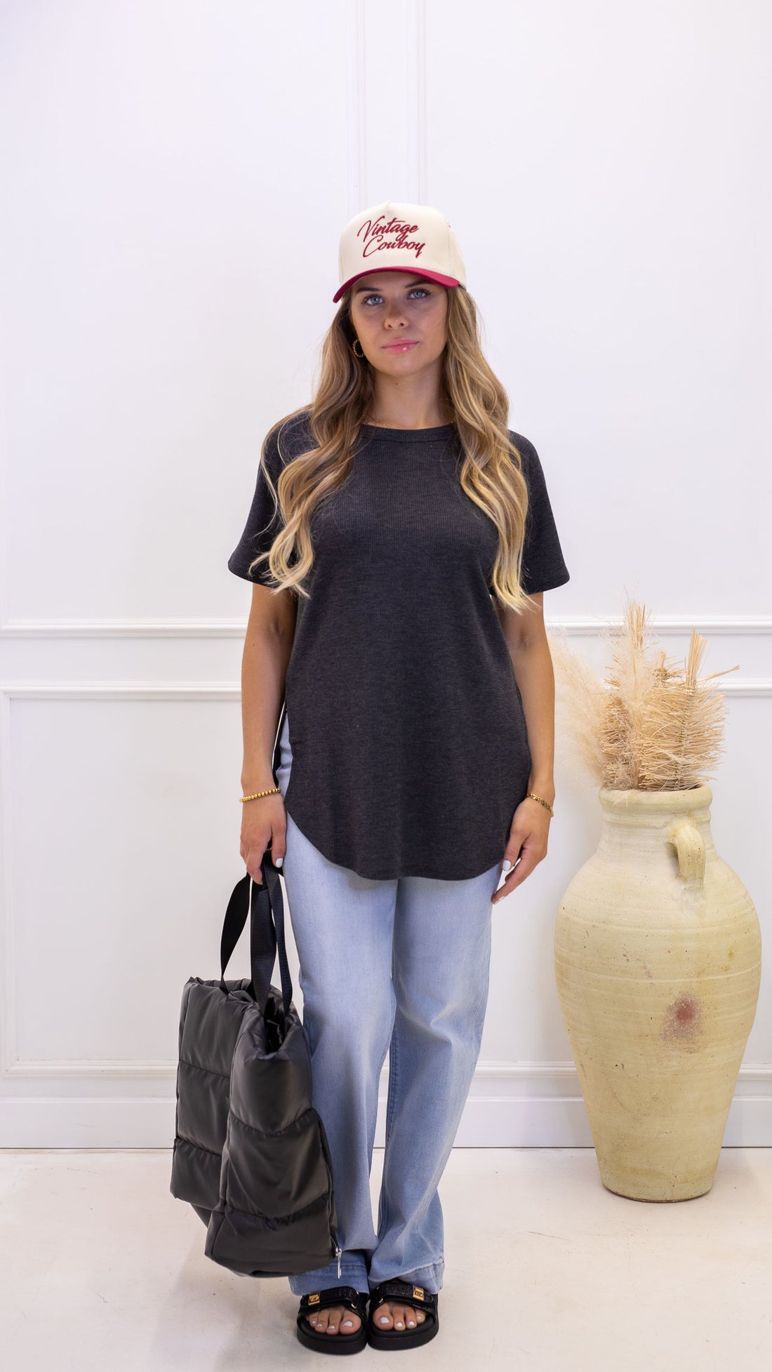 zenana knit charcoal t-shirt