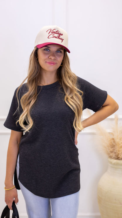 zenana knit charcoal t-shirt