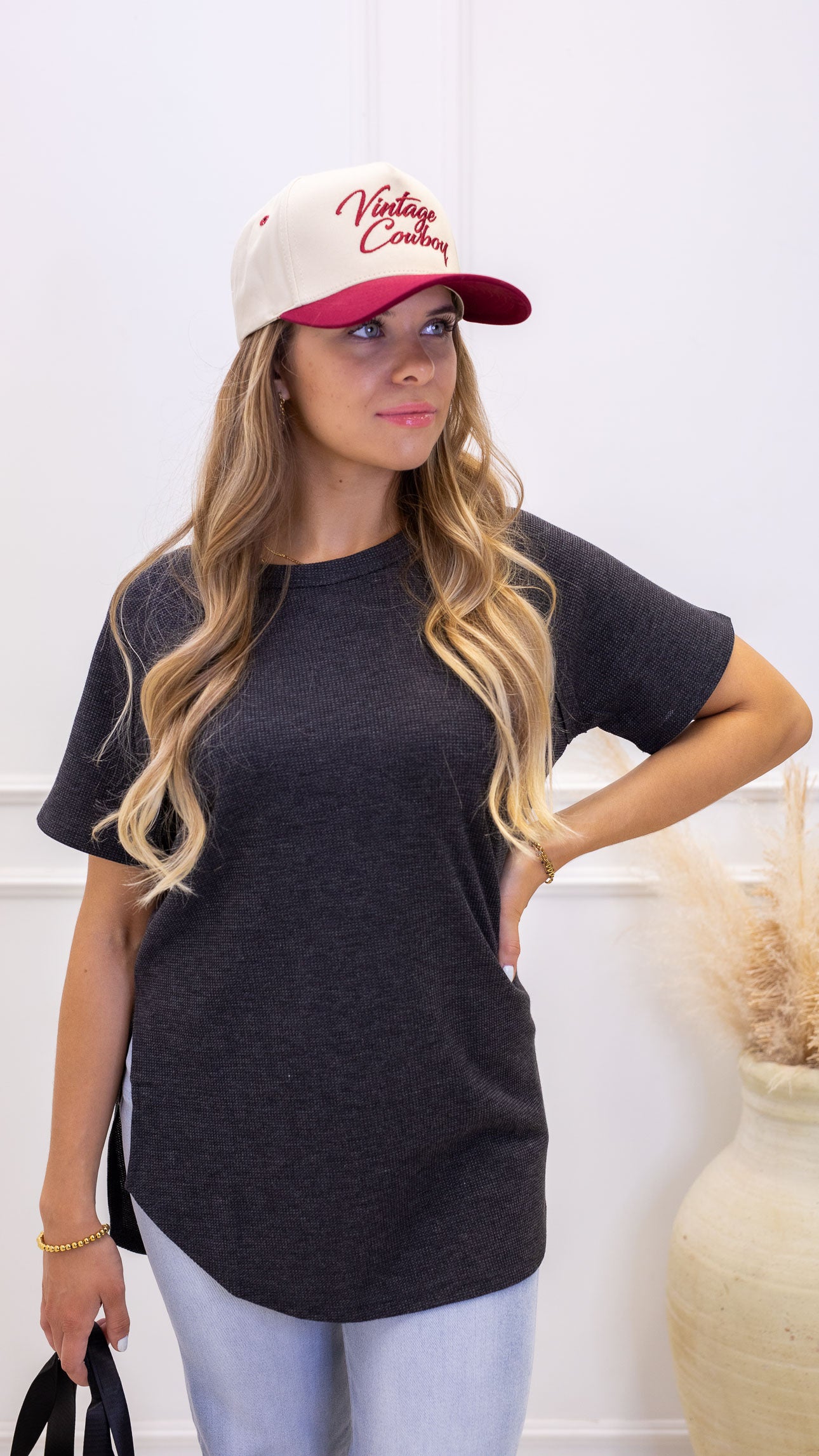 zenana knit charcoal t-shirt