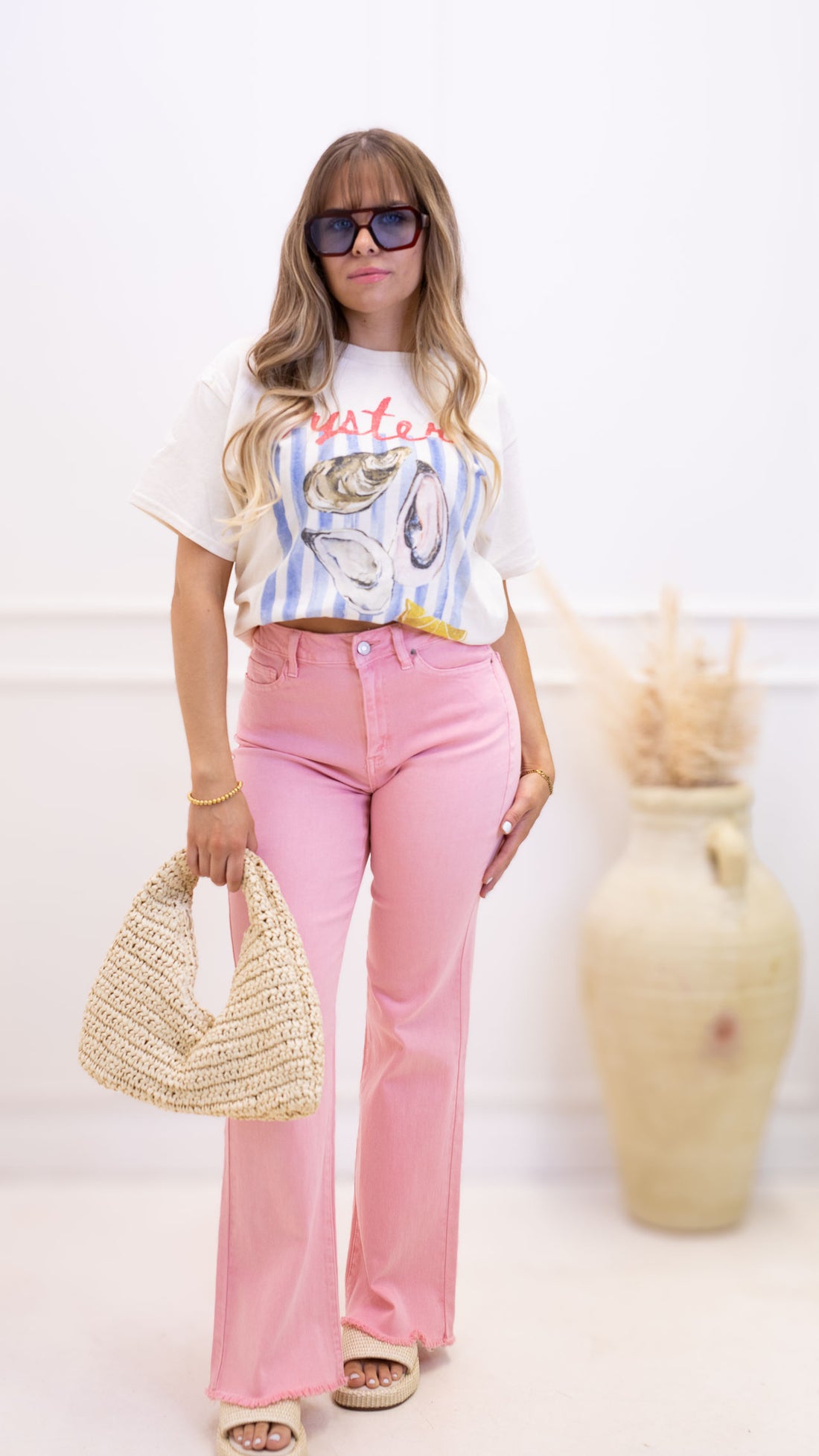 GWEN WASHED DENIM WIDE LEG JEAN | PINK
