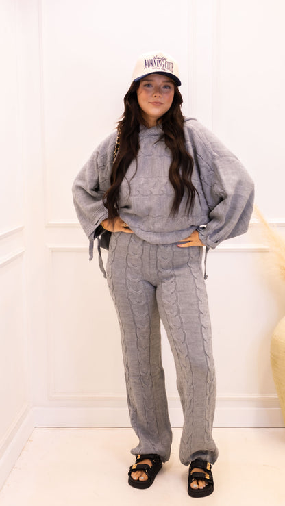 NEW DIOR CABLE KNIT LOUNGE SET (GREY)