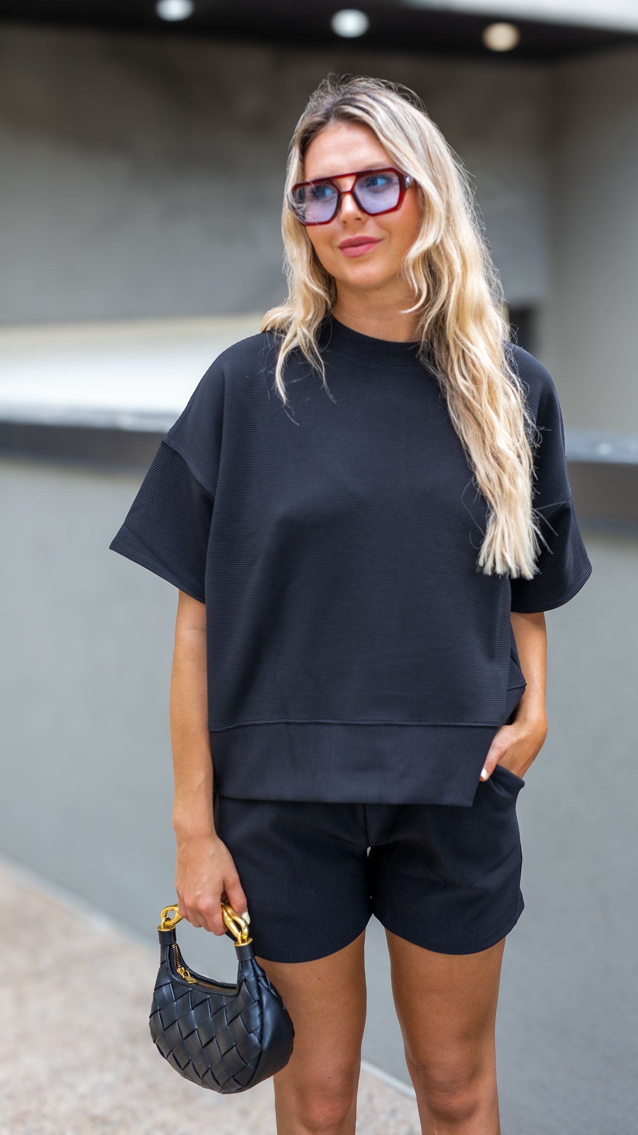 TALIN TWO PIECE SHORT SET (BLACK)