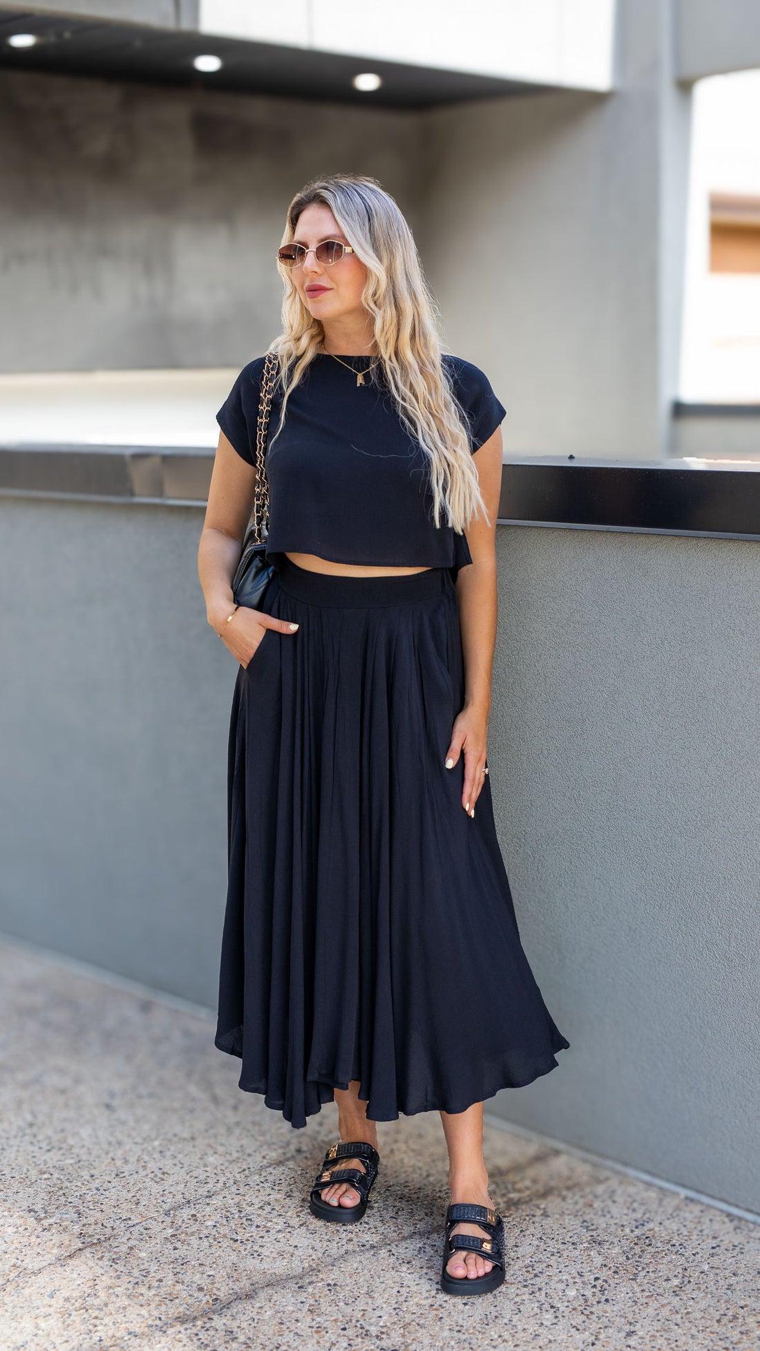 ZOEY MAXI SKIRT SET (BLACK)