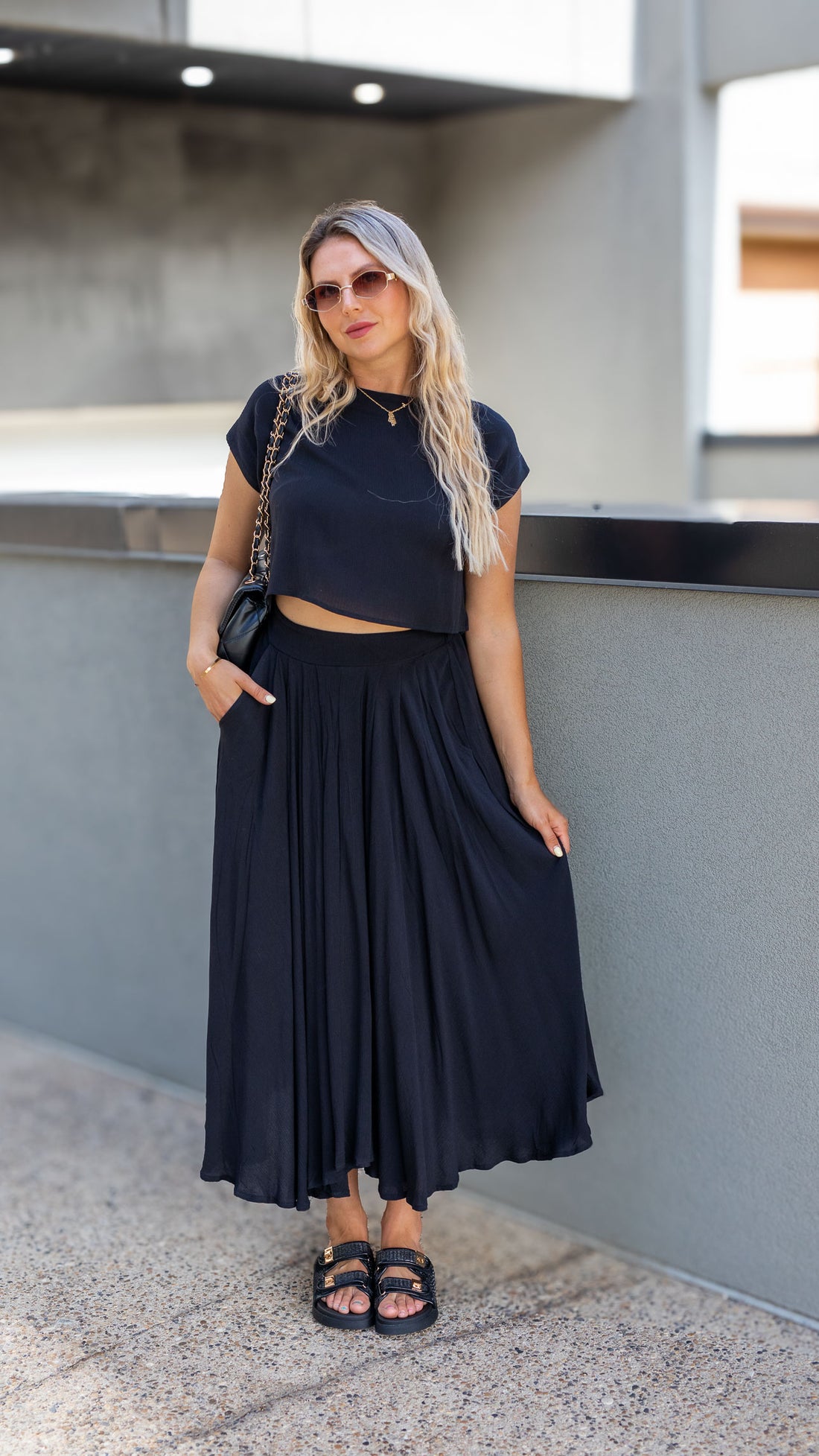 ZOEY MAXI SKIRT SET (BLACK)