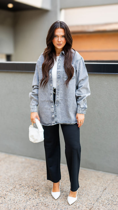 MALVA DENIM SHACKET COAT (GREY) | ONLY