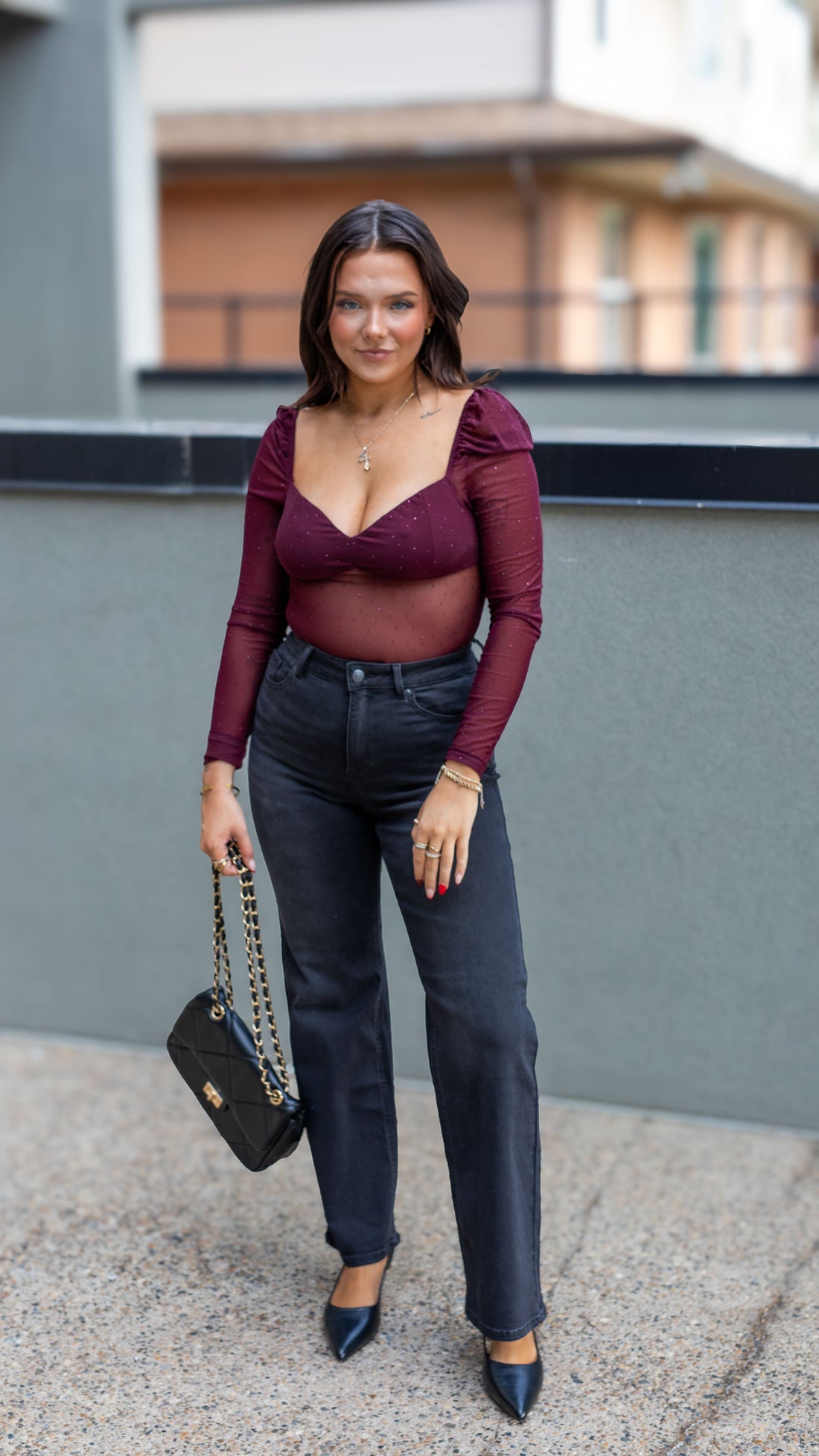 BAILEY LONG SLEEVE MESH BODYSUIT