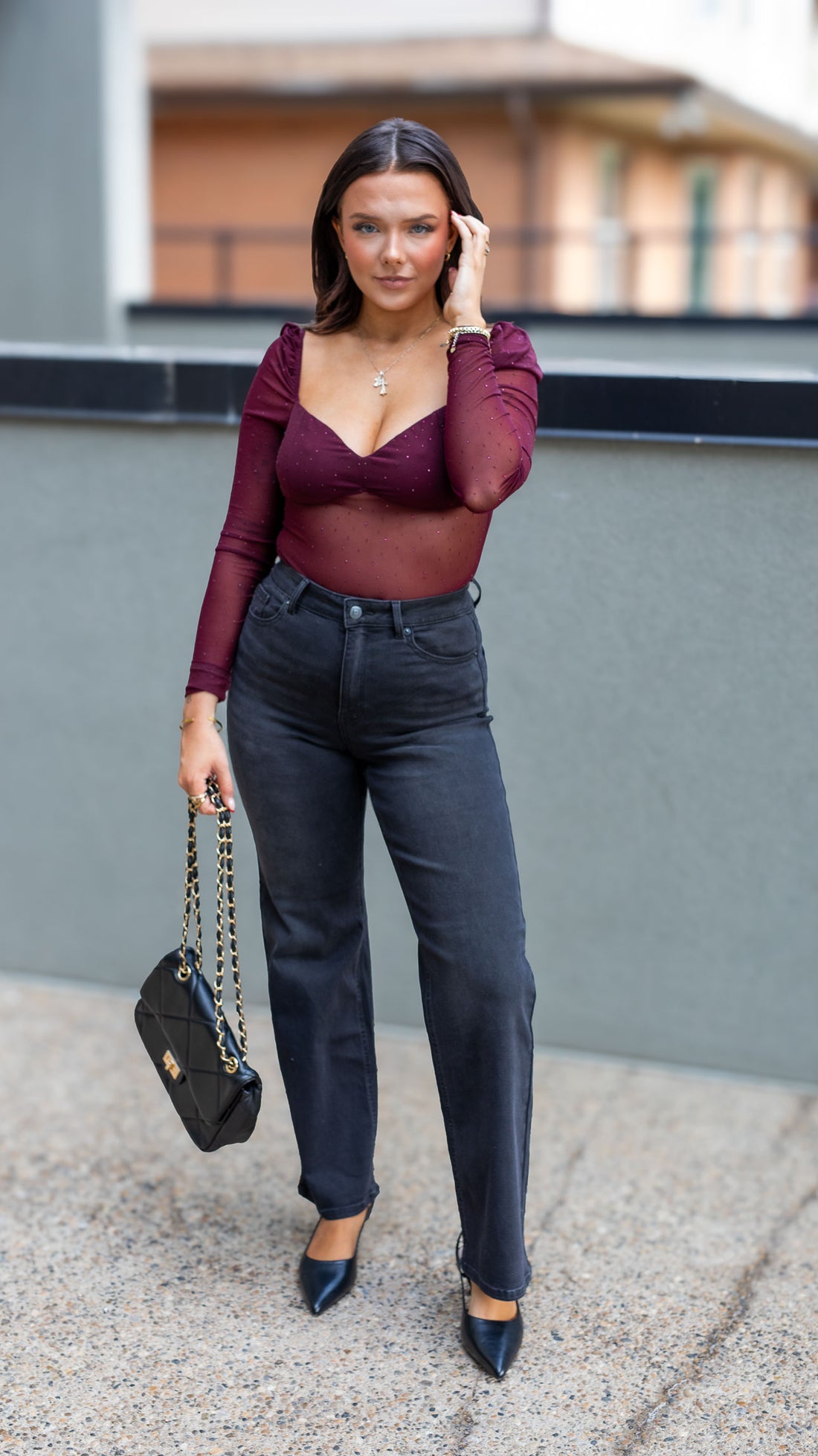 BAILEY LONG SLEEVE MESH BODYSUIT