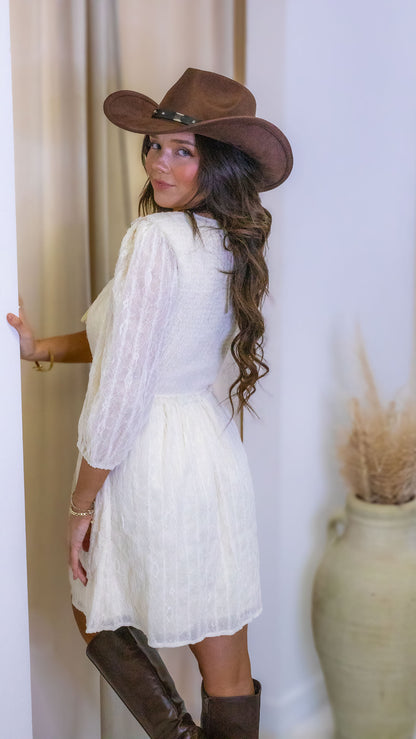 FORTE TEXTURED LACE DRESS (IVORY)
