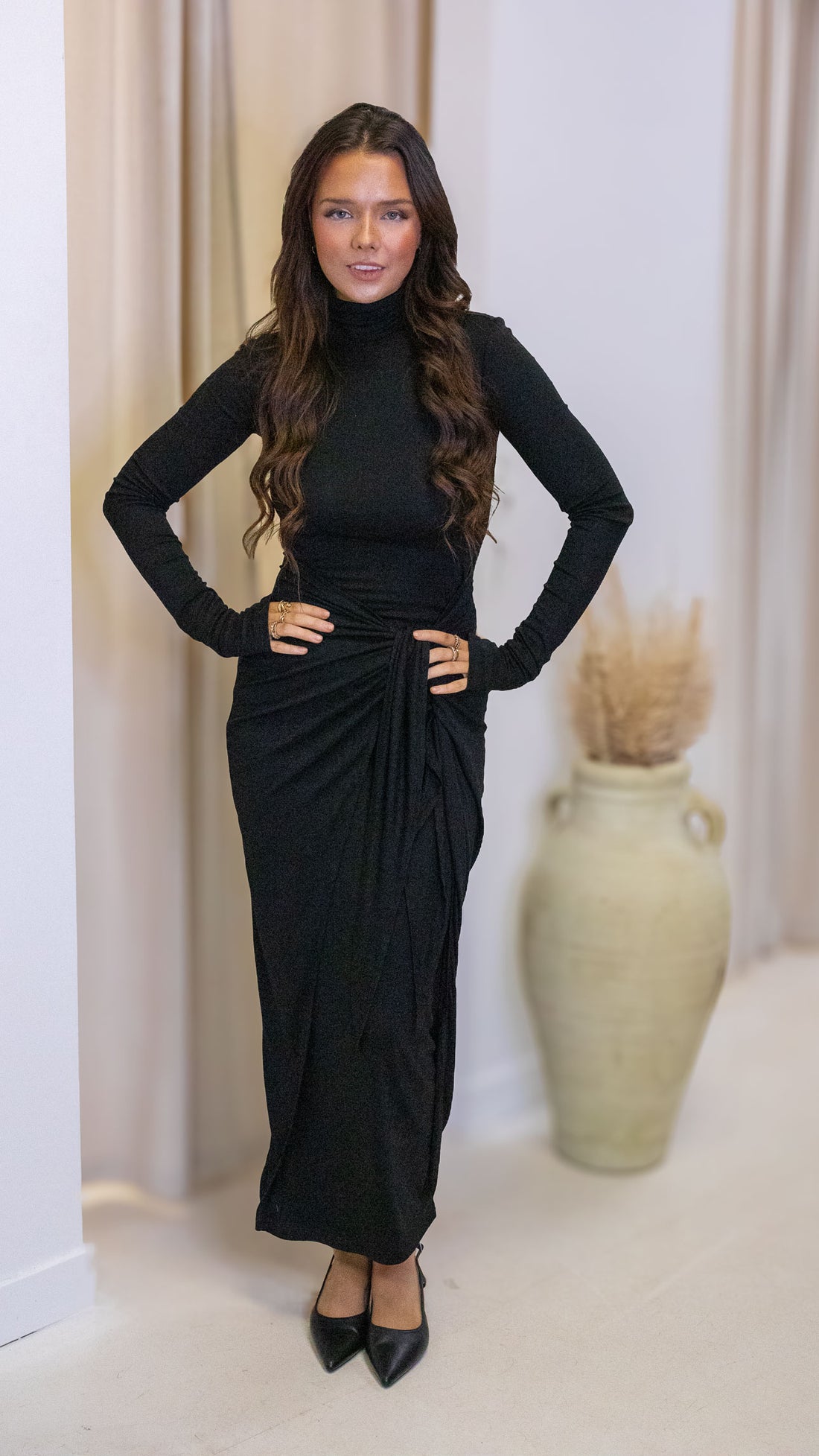 ASHLEY MAXI WRAP DRESS (BLACK)