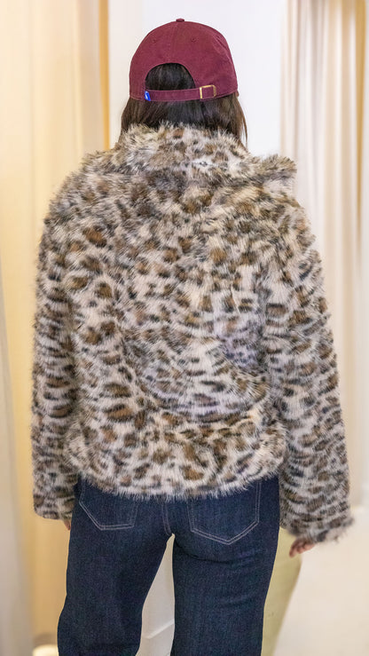 JENNIFER FUR JACKET ANIMAL PRINT