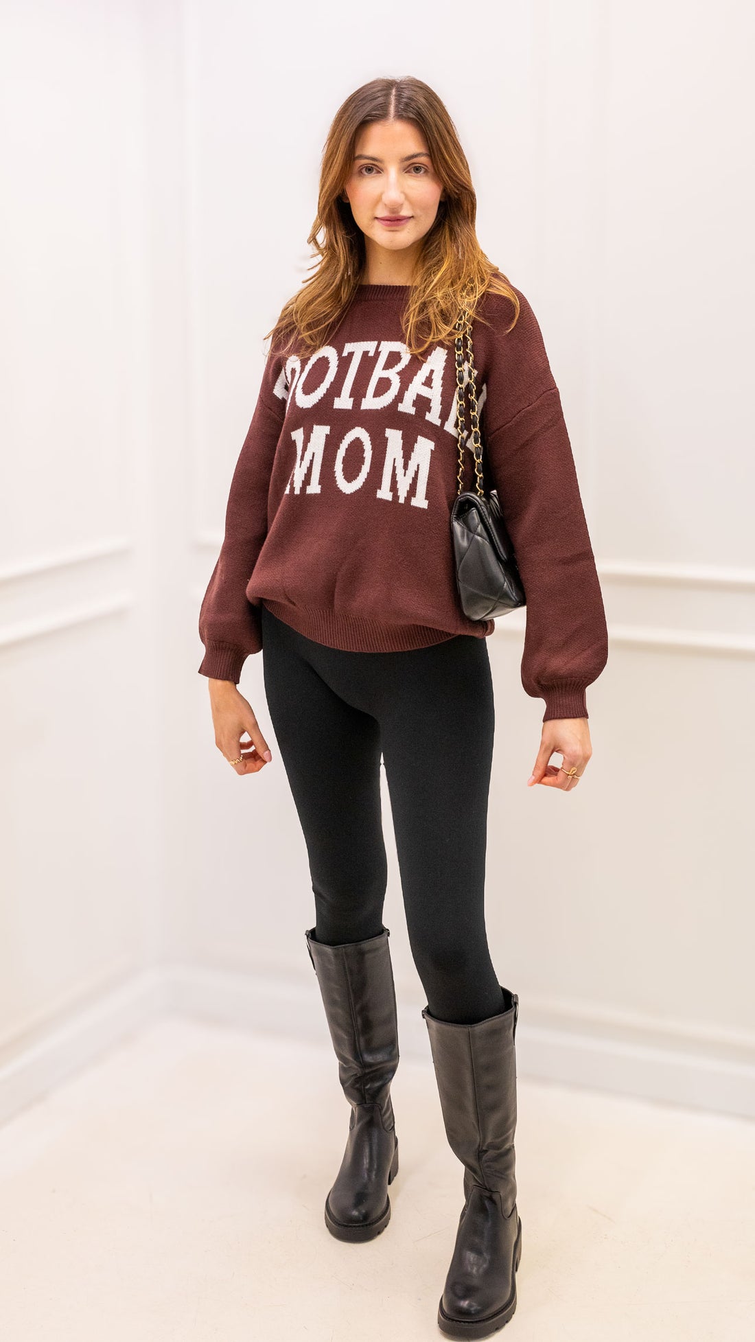 FOOTBALL MOM SWEATER (BROWN)