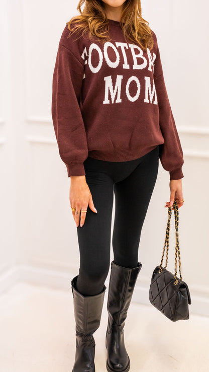 FOOTBALL MOM SWEATER (BROWN)