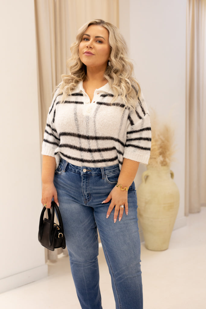 NEW LAYKEN SHEER KNIT SWEATER (BLACK/ WHITE)