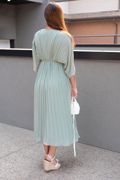NEW TAMARA PLEATED MAXI DRESS (SAGE)