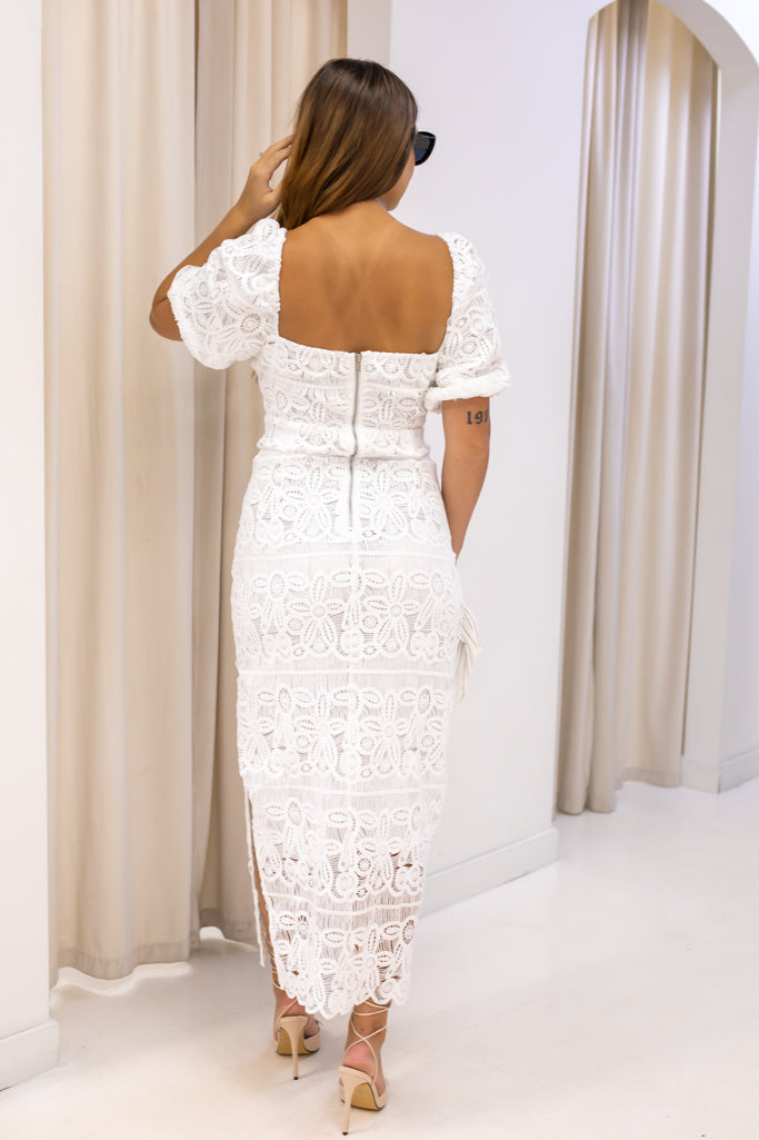 NEW PAYTON WHITE LACE MAXI DRESS
