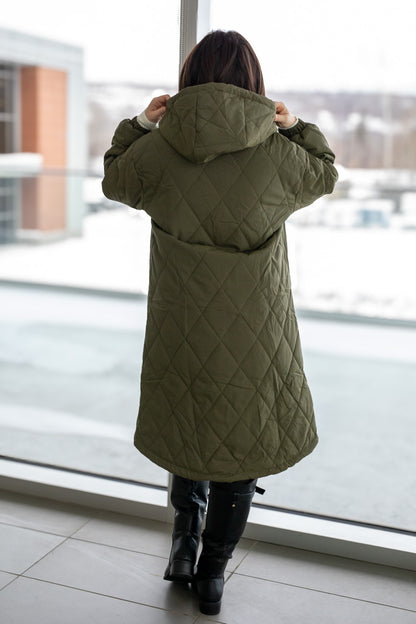 NEW FARRAH QUILTED COAT (OLIVE GREEN)