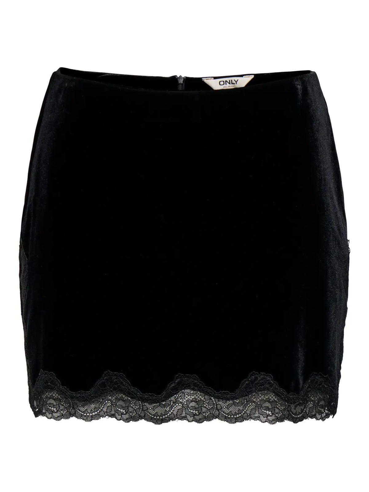 EZZIA SHORT VELVET LACE SKIRT (BLACK) | ONLY