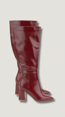 SYLVIA RED CROC KNEE HIGH BOOT