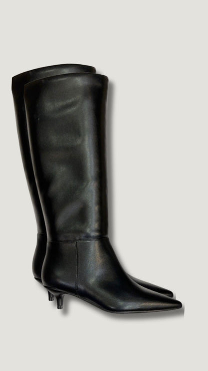 ALEX BLACK KITTEN HEEL BOOTS