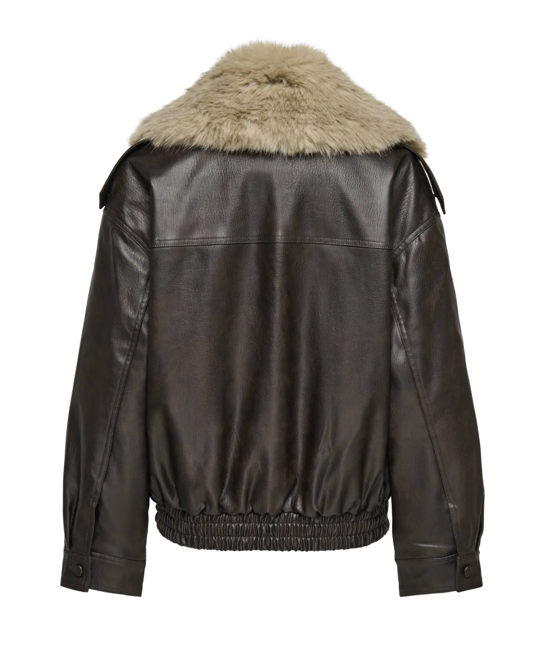 KIM MIX FAUX LEATHER FUR JACKET| COFFEE (ONLY)