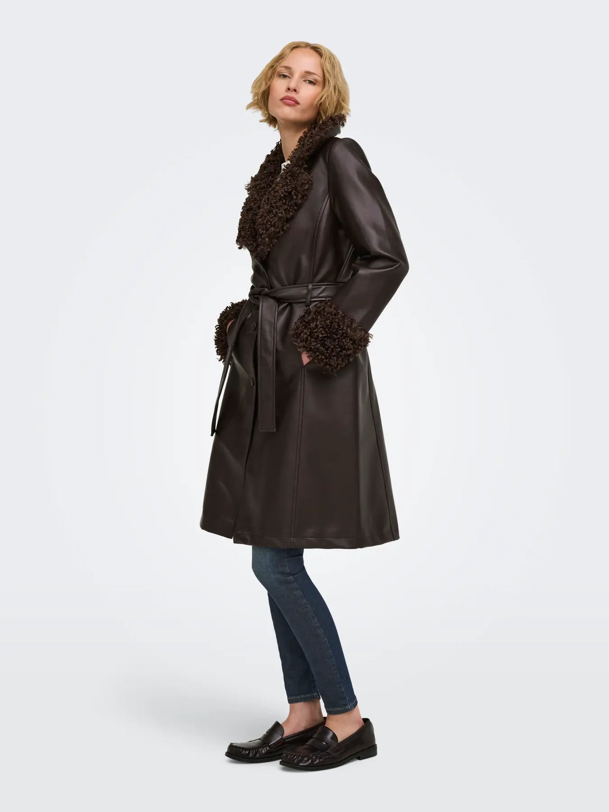MARLEE FAUX LEATHER FUR JACKET | ONLY