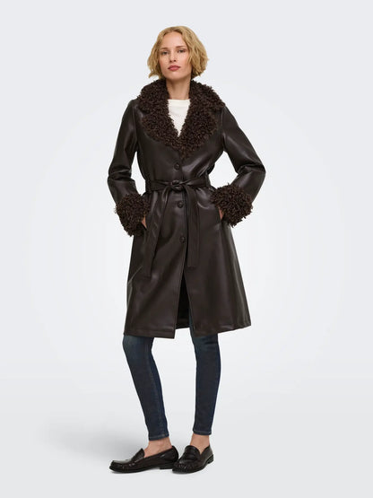 MARLEE FAUX LEATHER FUR JACKET | ONLY