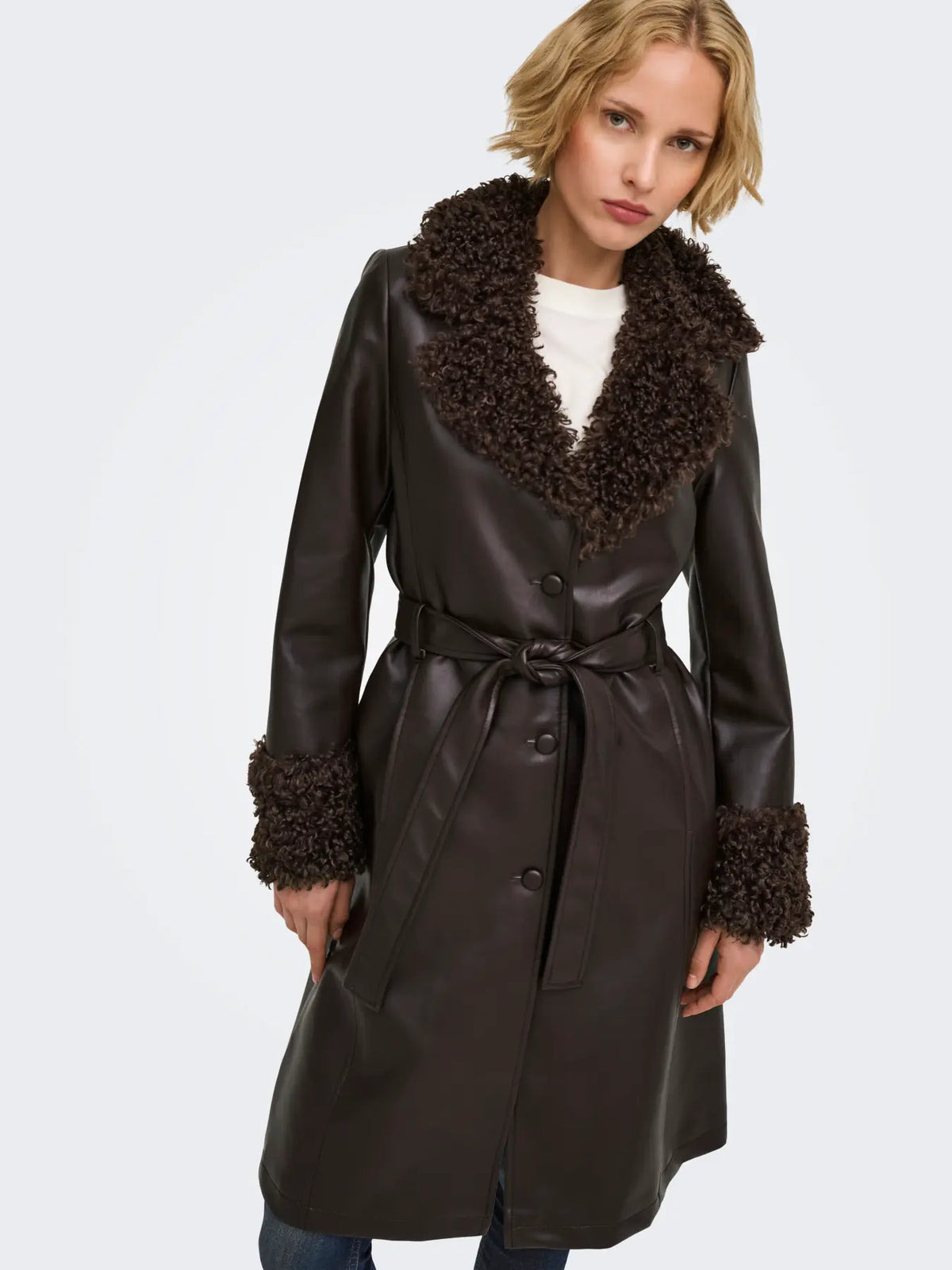 MARLEE FAUX LEATHER FUR JACKET | ONLY
