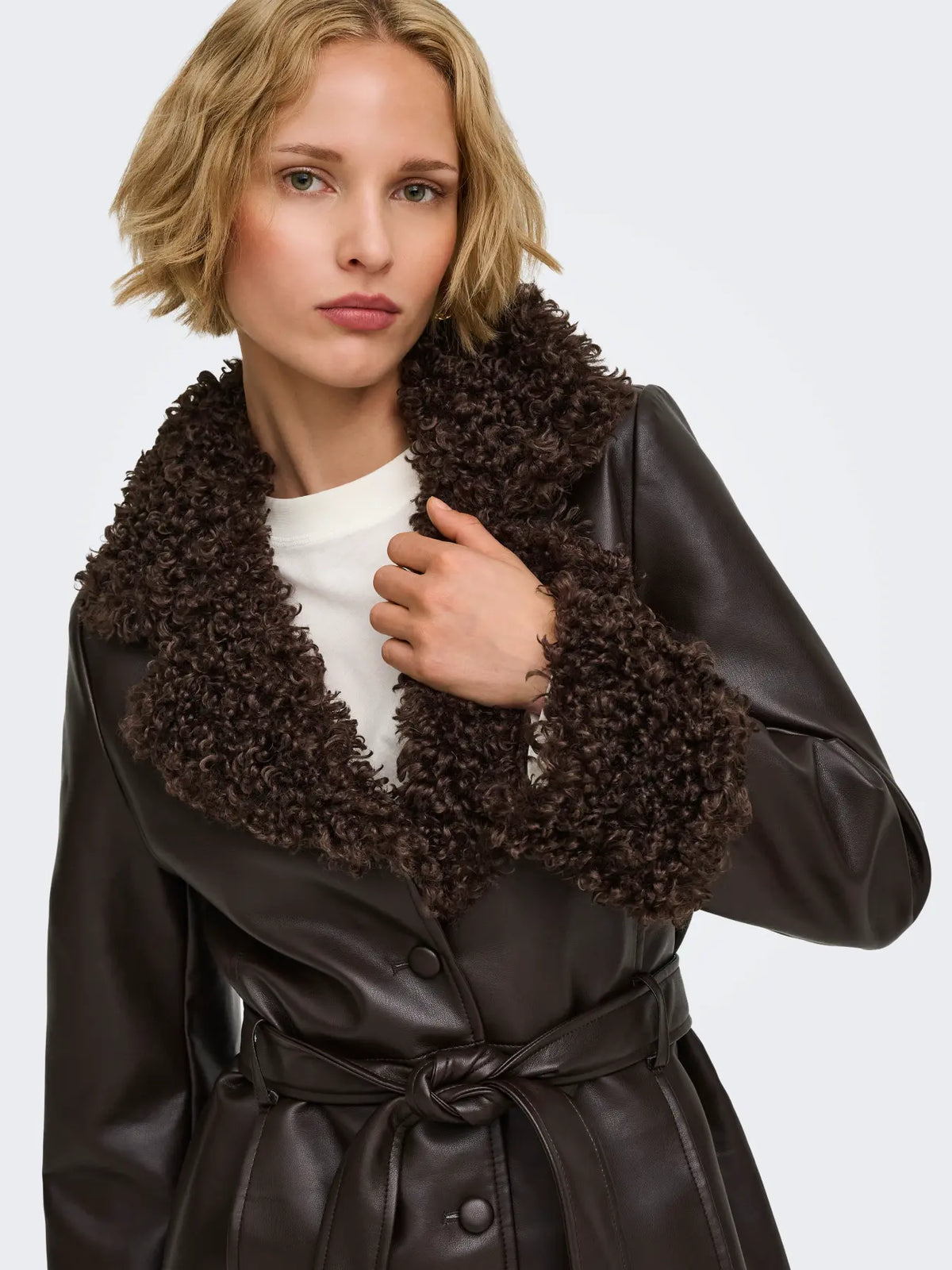 MARLEE FAUX LEATHER FUR JACKET | ONLY
