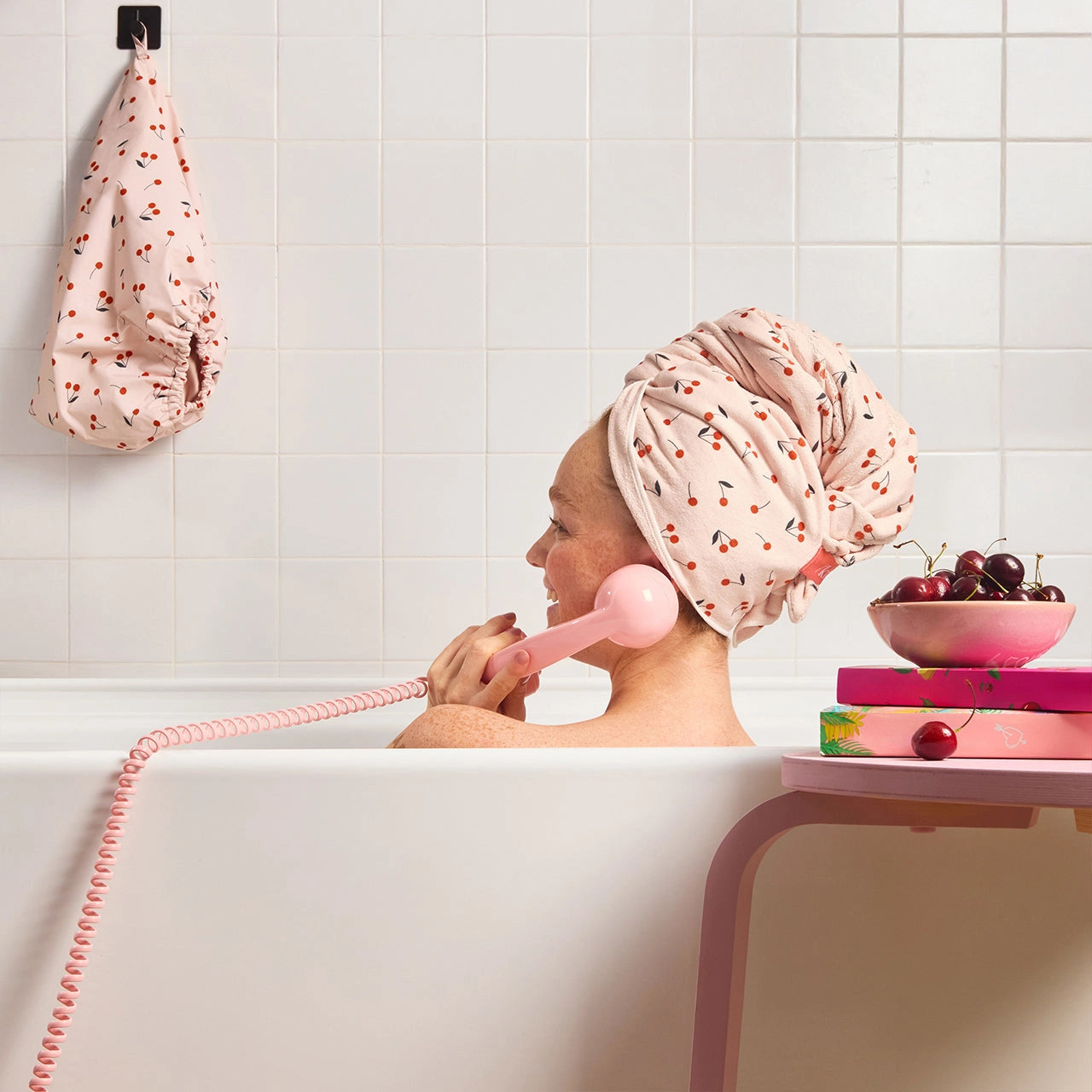 XL HAIR TOWEL WRAP (CHERRY PRINT) | KITSCH
