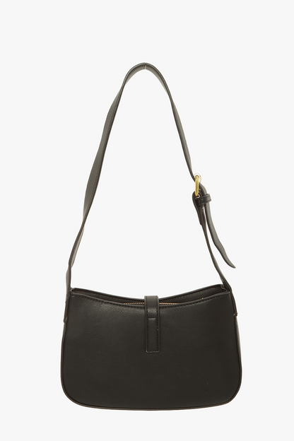 SLEEK MONOGRAM CRESCENT BAG (BLACK)