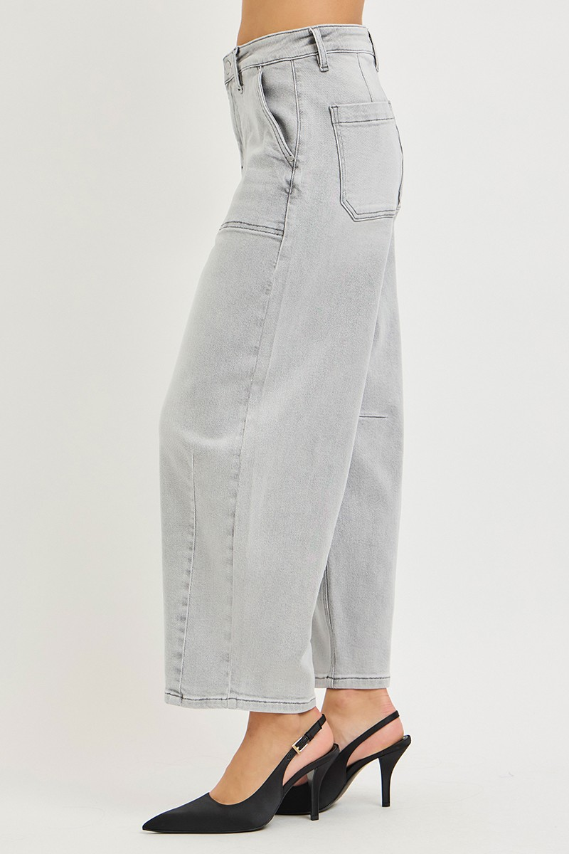 SLOUCHY CROPPED BARREL JEANS (GREY)
