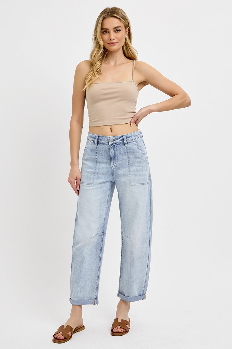 JULIA SLOUCHY BARREL RELAXED PATCH POCKET JEANS