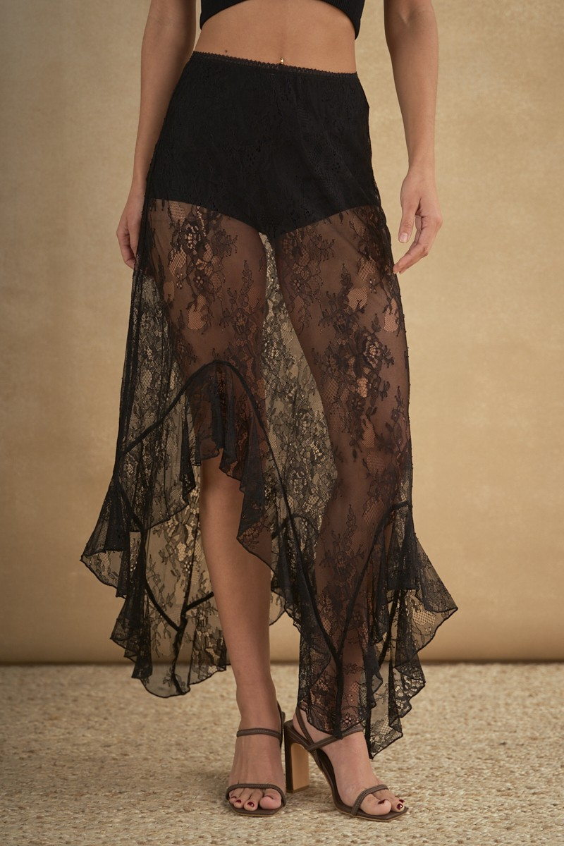 ASYMMETRIC RUFFLE SKIRT