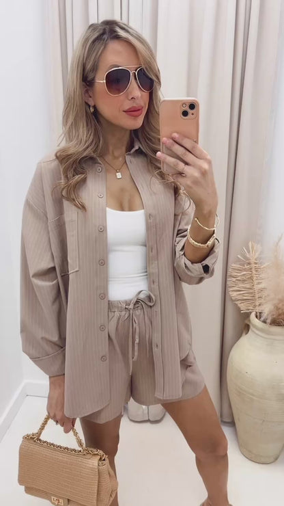 NEW QUIN TWO PIECE SHORT SET (BEIGE OR BLACK)